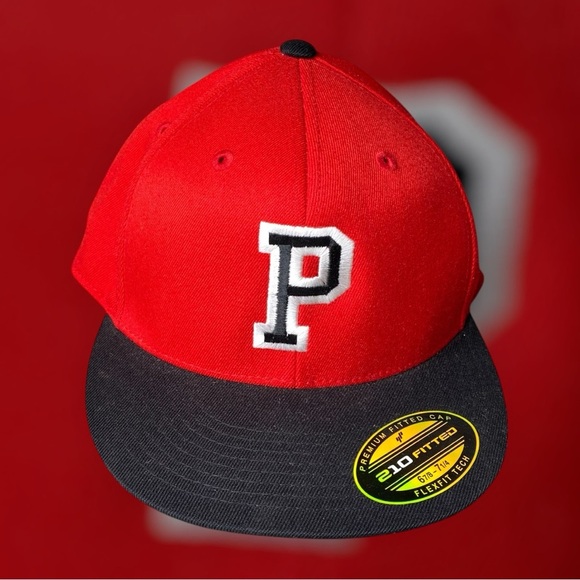 New Red P Fitted Hat Cap - Picture 1 of 5